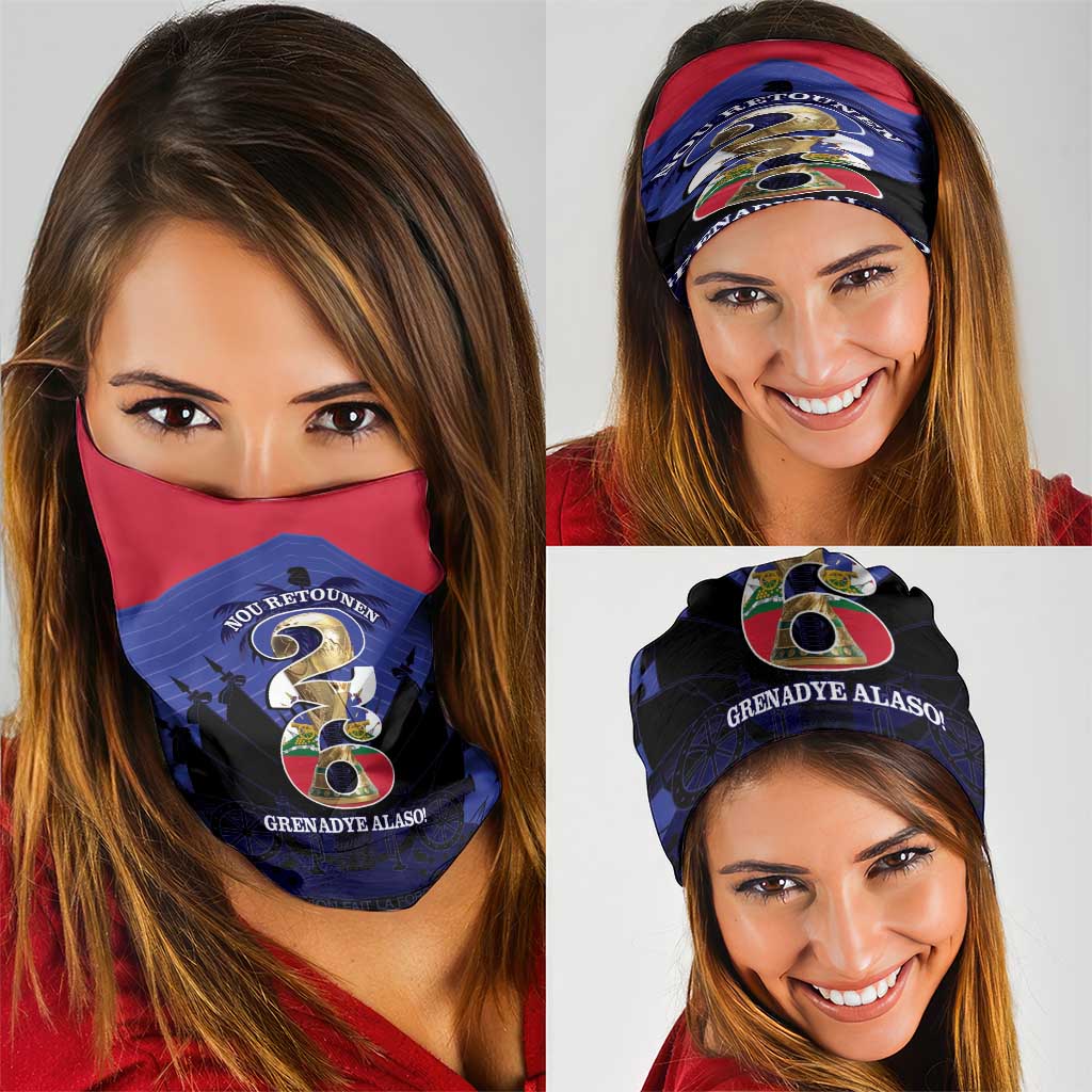 Les Grenadiers Haiti Football Neck Gaiter 2026 Nou Retounen Blue Version - Wonder Print Shop