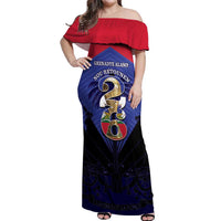 Personalized Les Grenadiers Haiti Football Off Shoulder Maxi Dress 2026 Nou Retounen Blue Version - Wonder Print Shop