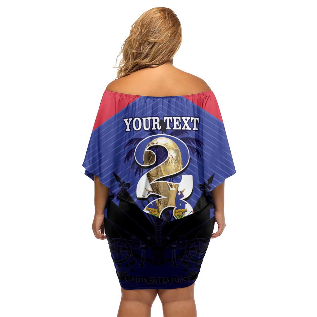 Personalized Les Grenadiers Haiti Football Off Shoulder Short Dress 2026 Nou Retounen Blue Version - Wonder Print Shop