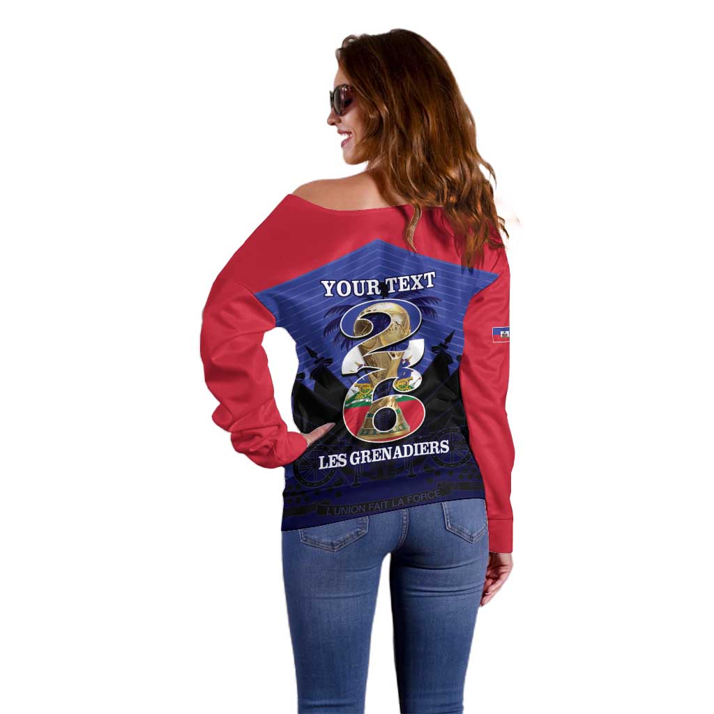 Personalized Les Grenadiers Haiti Football Off Shoulder Sweater 2026 Nou Retounen Blue Version - Wonder Print Shop