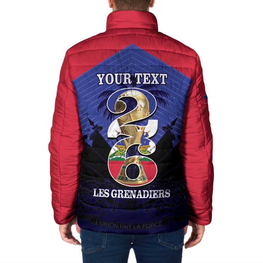 Personalized Les Grenadiers Haiti Football Padded Jacket 2026 Nou Retounen Blue Version - Wonder Print Shop