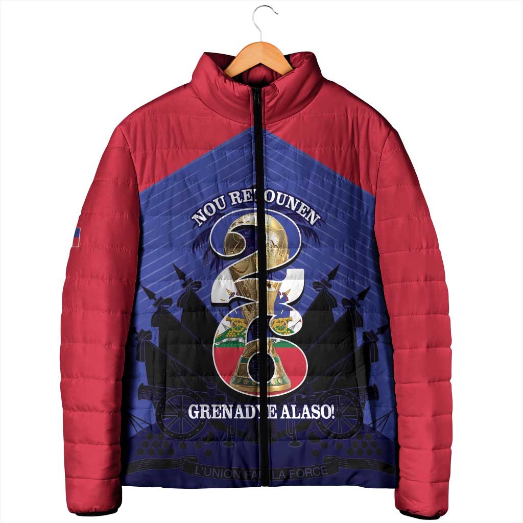 Personalized Les Grenadiers Haiti Football Padded Jacket 2026 Nou Retounen Blue Version - Wonder Print Shop