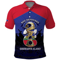 Personalized Les Grenadiers Haiti Football Polo Shirt 2026 Nou Retounen Blue Version - Wonder Print Shop