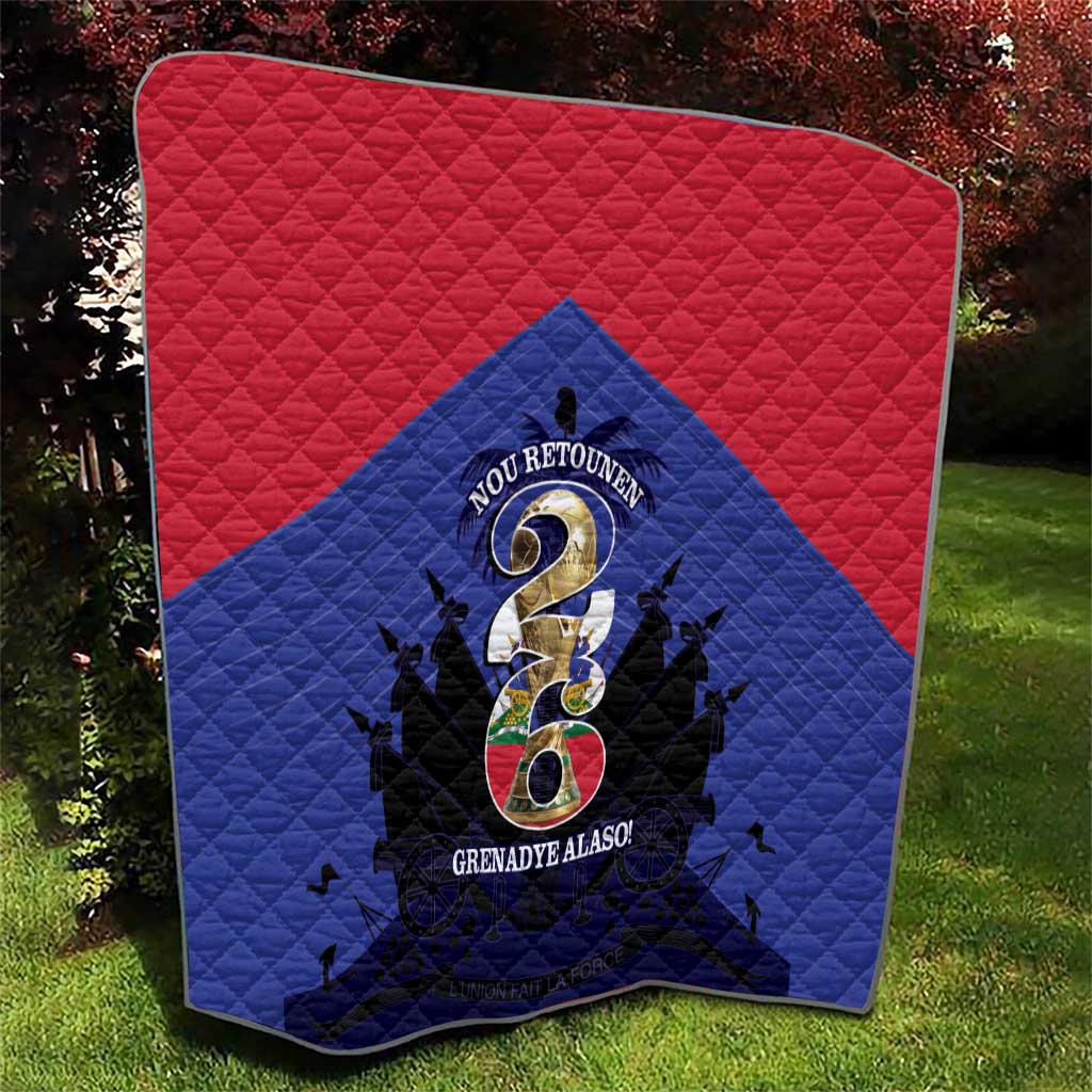 Les Grenadiers Haiti Football Quilt 2026 Nou Retounen Blue Version - Wonder Print Shop