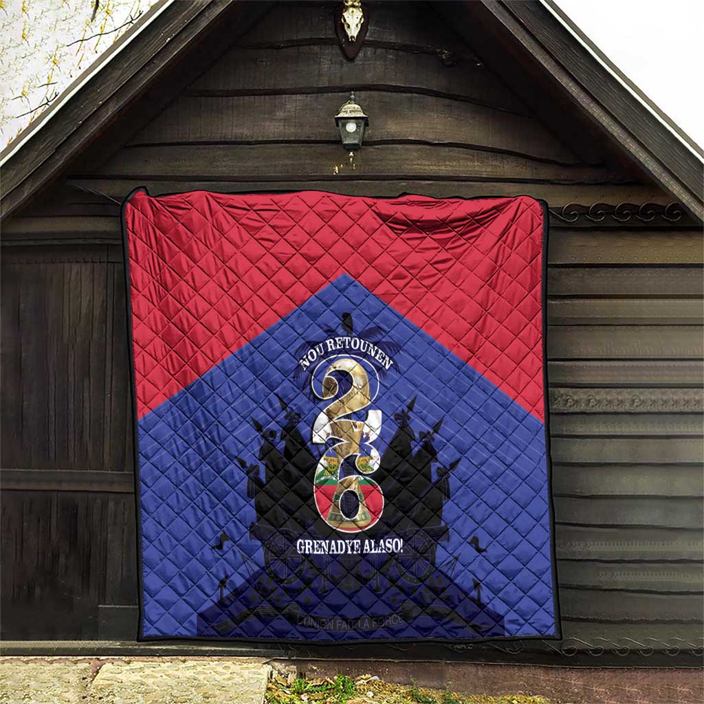 Les Grenadiers Haiti Football Quilt 2026 Nou Retounen Blue Version - Wonder Print Shop