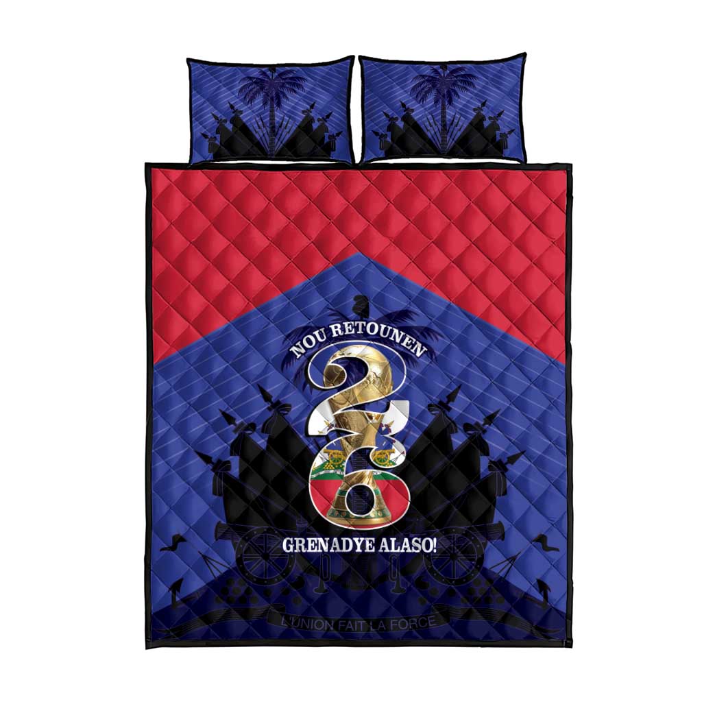 Les Grenadiers Haiti Football Quilt Bed Set 2026 Nou Retounen Blue Version - Wonder Print Shop