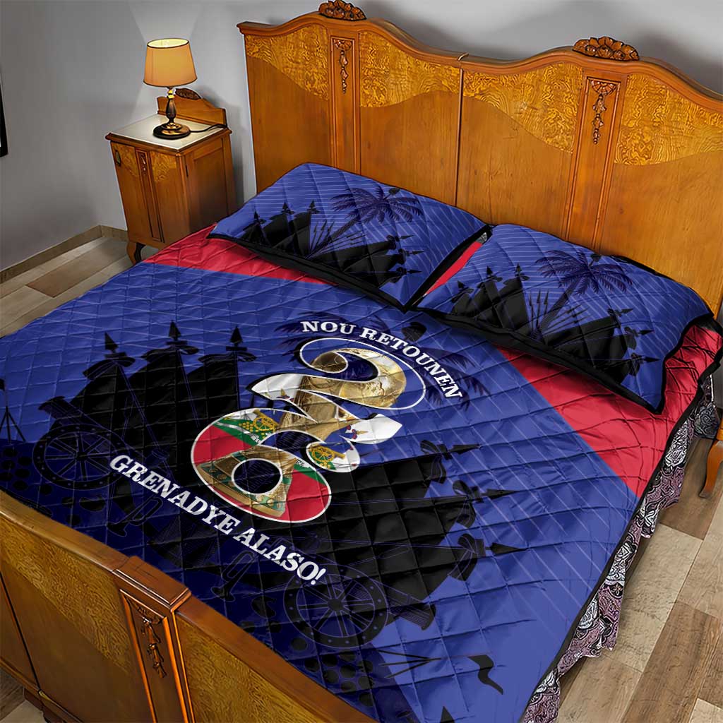 Les Grenadiers Haiti Football Quilt Bed Set 2026 Nou Retounen Blue Version - Wonder Print Shop