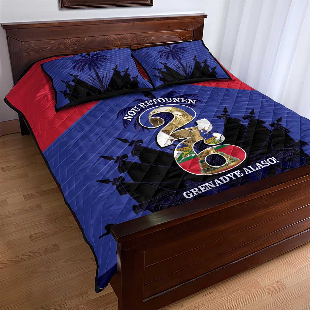 Les Grenadiers Haiti Football Quilt Bed Set 2026 Nou Retounen Blue Version - Wonder Print Shop