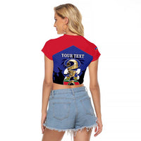 Personalized Les Grenadiers Haiti Football Raglan Cropped T Shirt 2026 Nou Retounen Blue Version - Wonder Print Shop