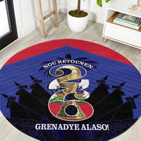 Les Grenadiers Haiti Football Round Carpet 2026 Nou Retounen Blue Version - Wonder Print Shop