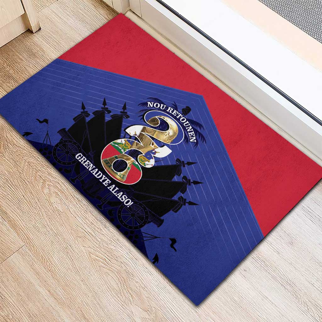 Les Grenadiers Haiti Football Rubber Doormat 2026 Nou Retounen Blue Version - Wonder Print Shop