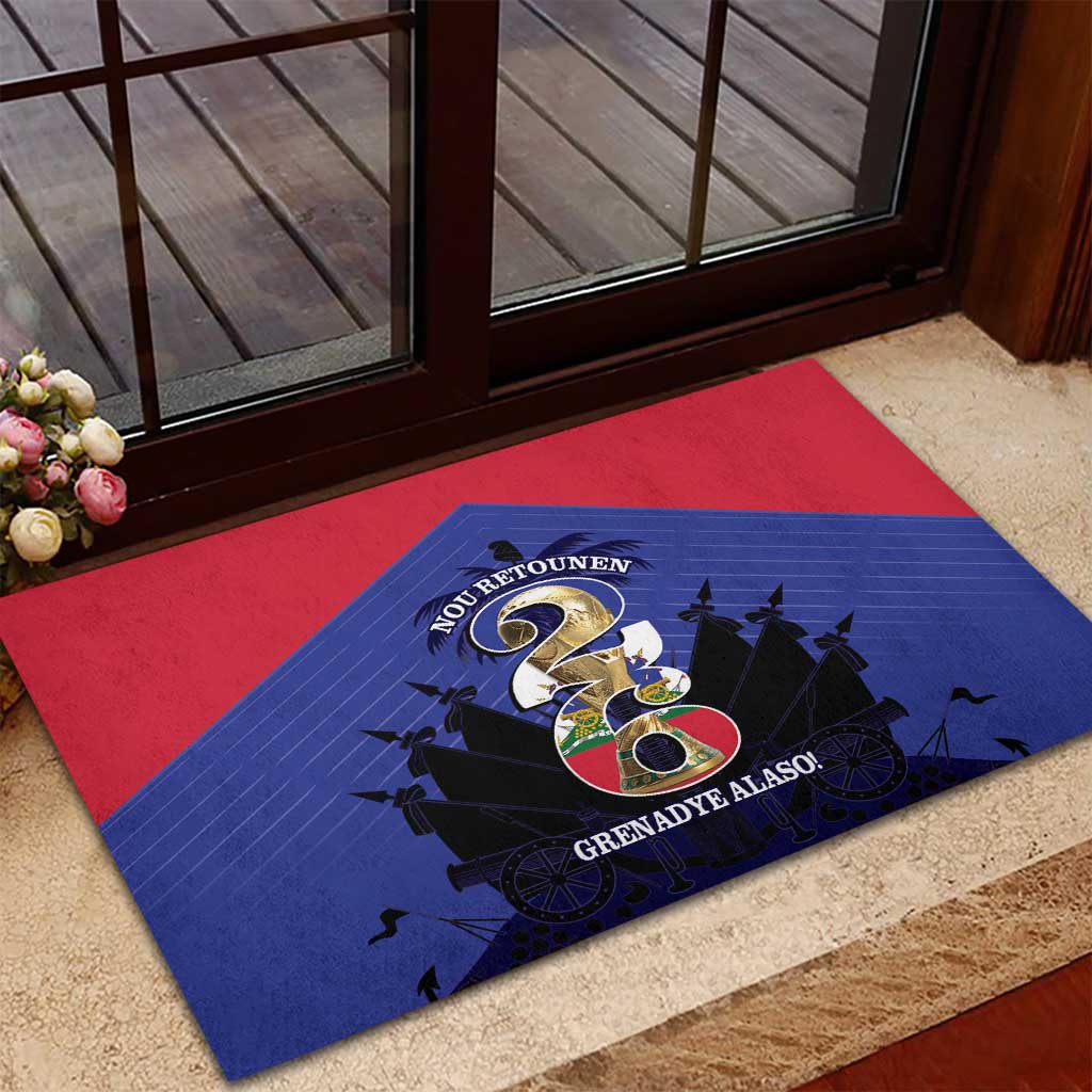 Les Grenadiers Haiti Football Rubber Doormat 2026 Nou Retounen Blue Version - Wonder Print Shop