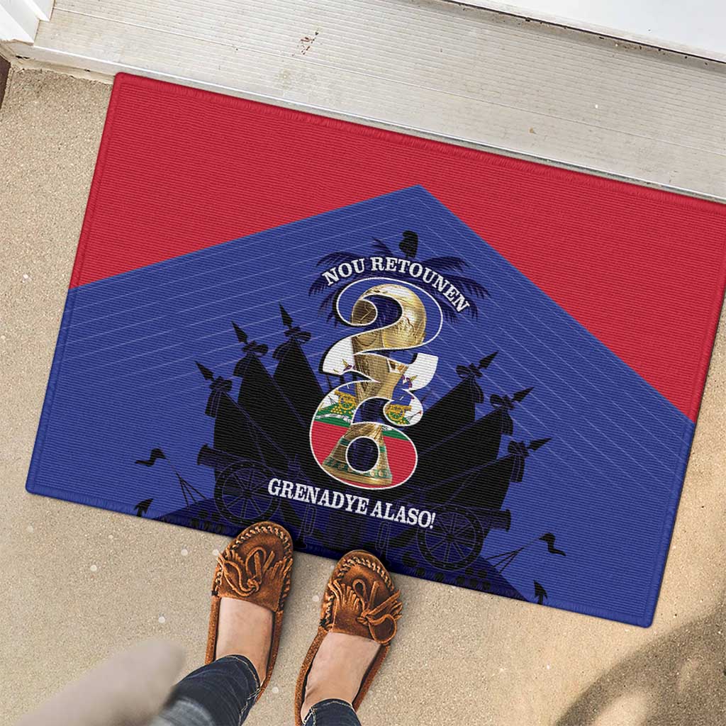 Les Grenadiers Haiti Football Rubber Doormat 2026 Nou Retounen Blue Version - Wonder Print Shop