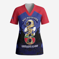 Personalized Les Grenadiers Haiti Football Scrub Top 2026 Nou Retounen Blue Version - Wonder Print Shop
