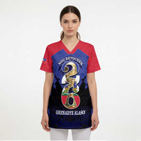 Personalized Les Grenadiers Haiti Football Scrub Top 2026 Nou Retounen Blue Version - Wonder Print Shop