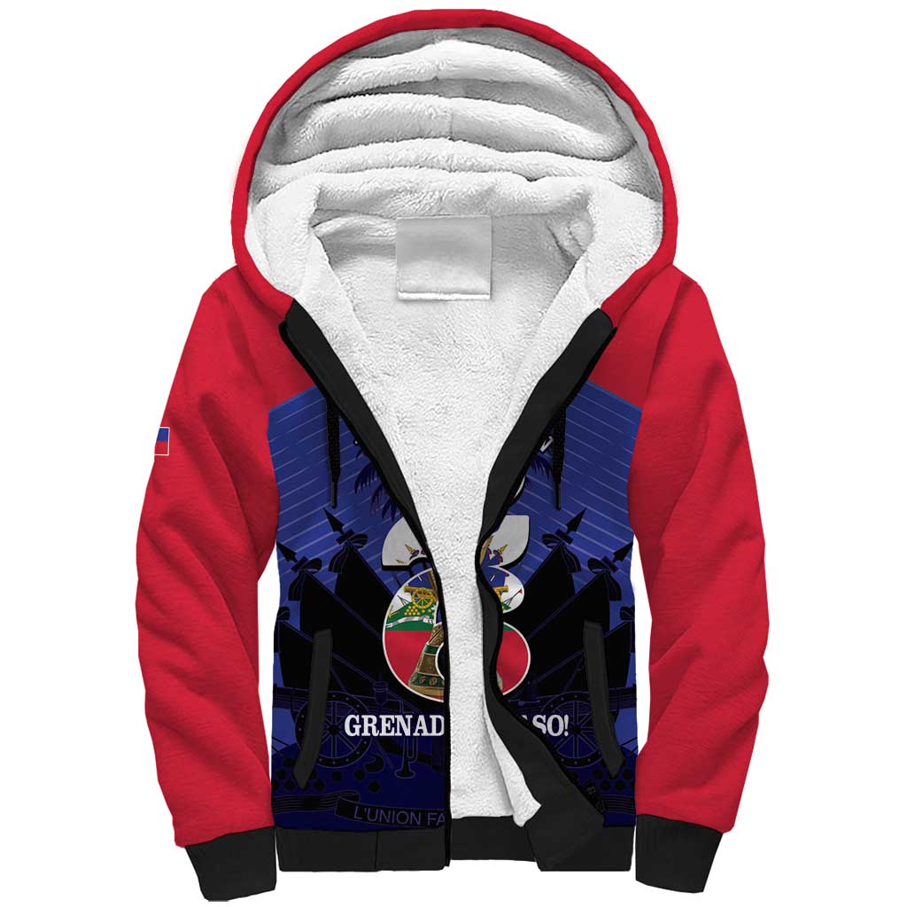 Personalized Les Grenadiers Haiti Football Sherpa Hoodie 2026 Nou Retounen Blue Version - Wonder Print Shop