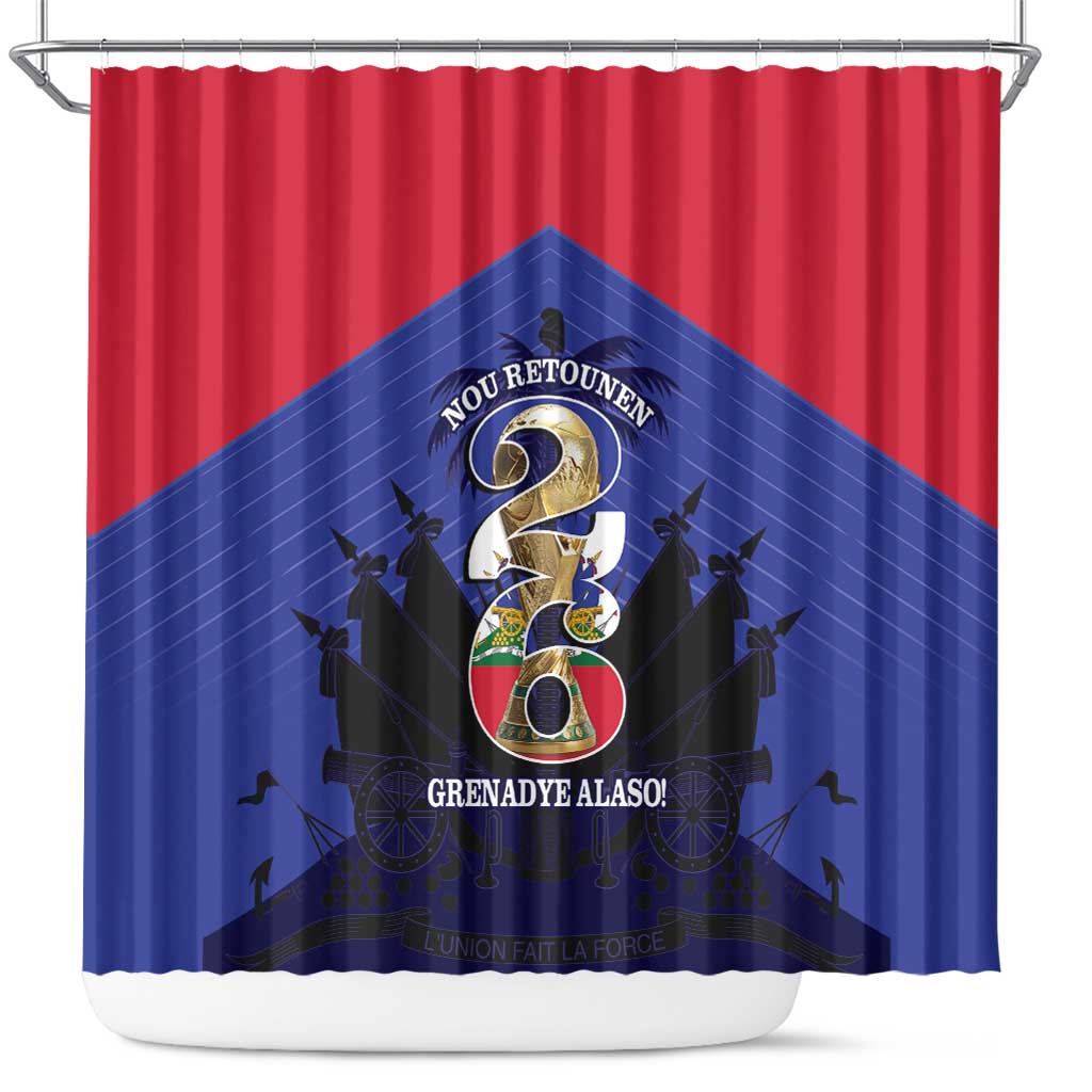 Les Grenadiers Haiti Football Shower Curtain 2026 Nou Retounen Blue Version - Wonder Print Shop