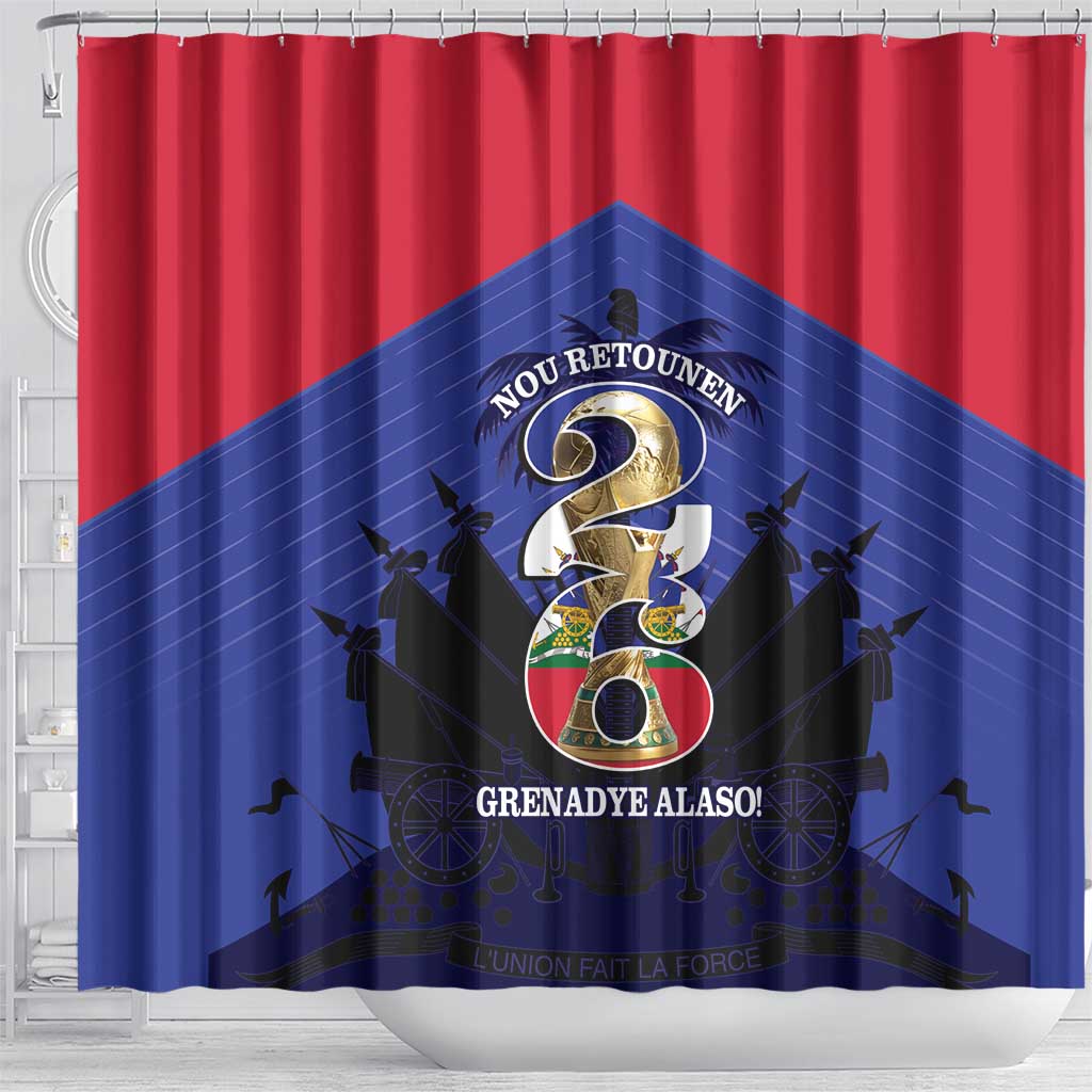 Les Grenadiers Haiti Football Shower Curtain 2026 Nou Retounen Blue Version - Wonder Print Shop