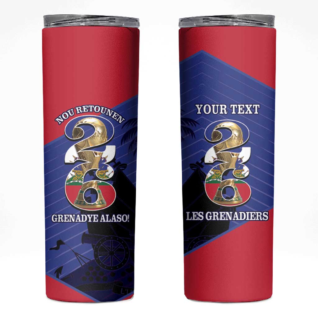 Personalized Les Grenadiers Haiti Football Skinny Tumbler 2026 Nou Retounen Blue Version - Wonder Print Shop