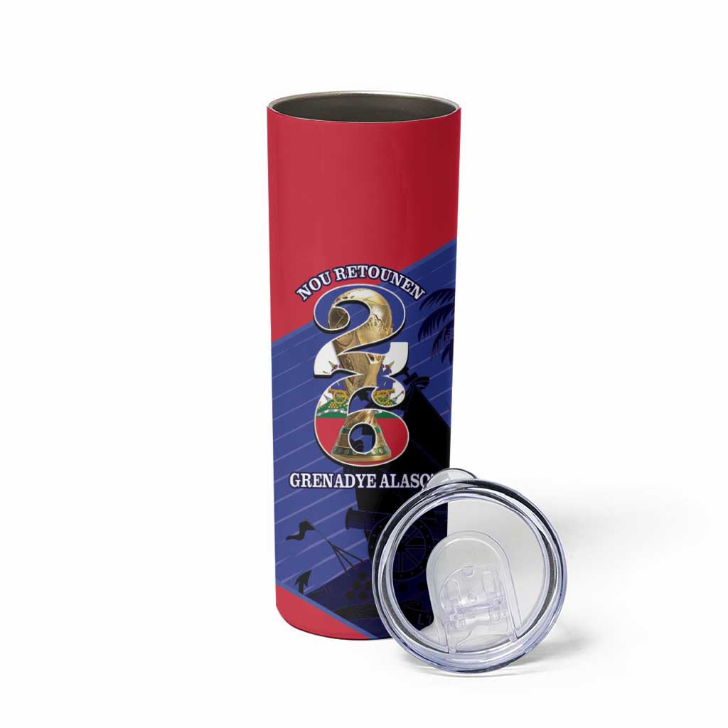 Personalized Les Grenadiers Haiti Football Skinny Tumbler 2026 Nou Retounen Blue Version - Wonder Print Shop