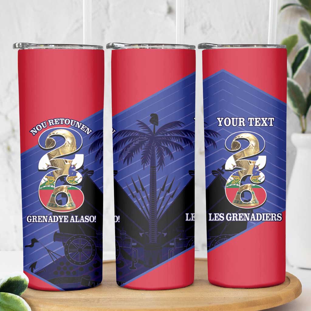 Personalized Les Grenadiers Haiti Football Skinny Tumbler 2026 Nou Retounen Blue Version - Wonder Print Shop