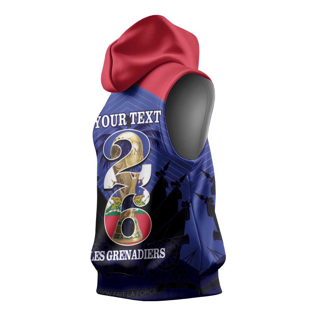 Personalized Les Grenadiers Haiti Football Sleeveless Hoodie 2026 Nou Retounen Blue Version - Wonder Print Shop