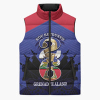 Personalized Les Grenadiers Haiti Football Sleeveless Puffer Jacket 2026 Nou Retounen Blue Version - Wonder Print Shop