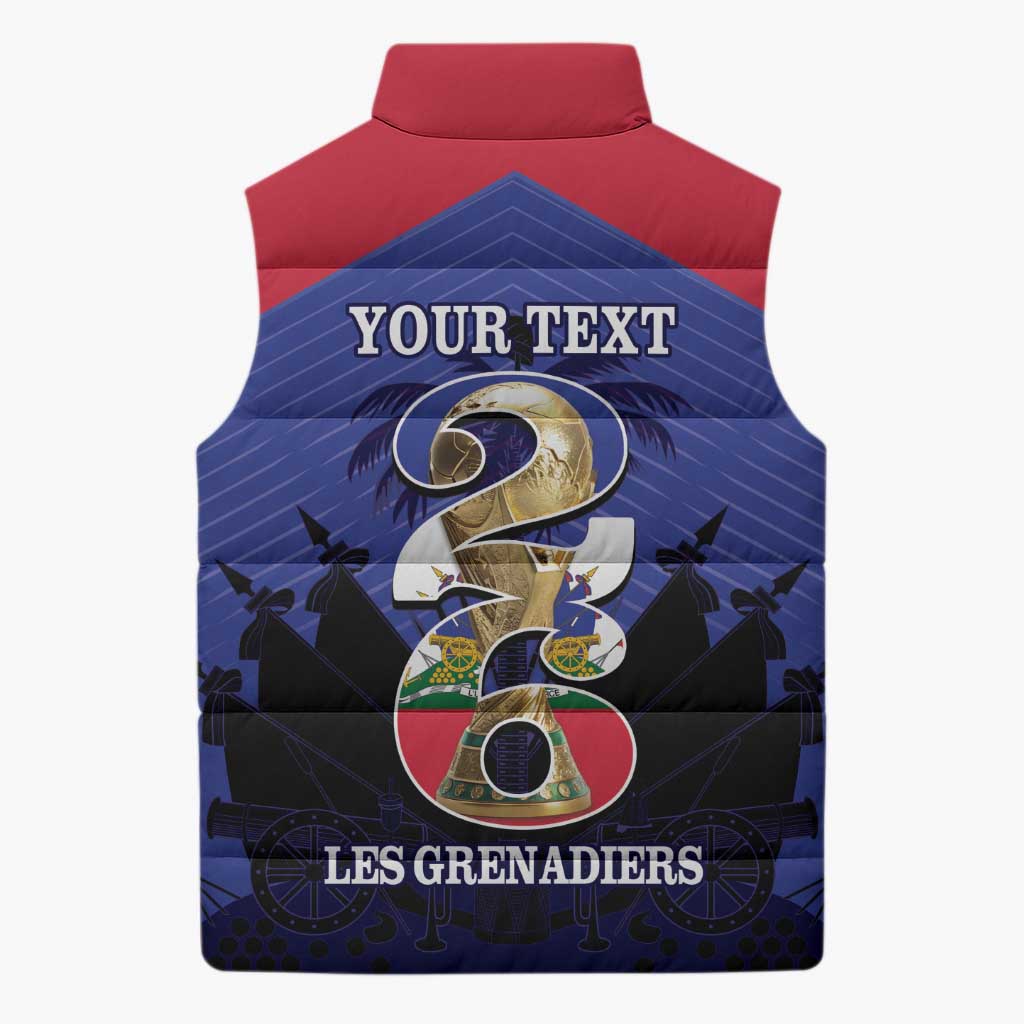 Personalized Les Grenadiers Haiti Football Sleeveless Puffer Jacket 2026 Nou Retounen Blue Version - Wonder Print Shop