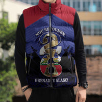 Personalized Les Grenadiers Haiti Football Sleeveless Puffer Jacket 2026 Nou Retounen Blue Version - Wonder Print Shop