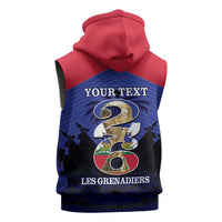 Personalized Les Grenadiers Haiti Football Sleeveless Zip Hoodie 2026 Nou Retounen Blue Version - Wonder Print Shop