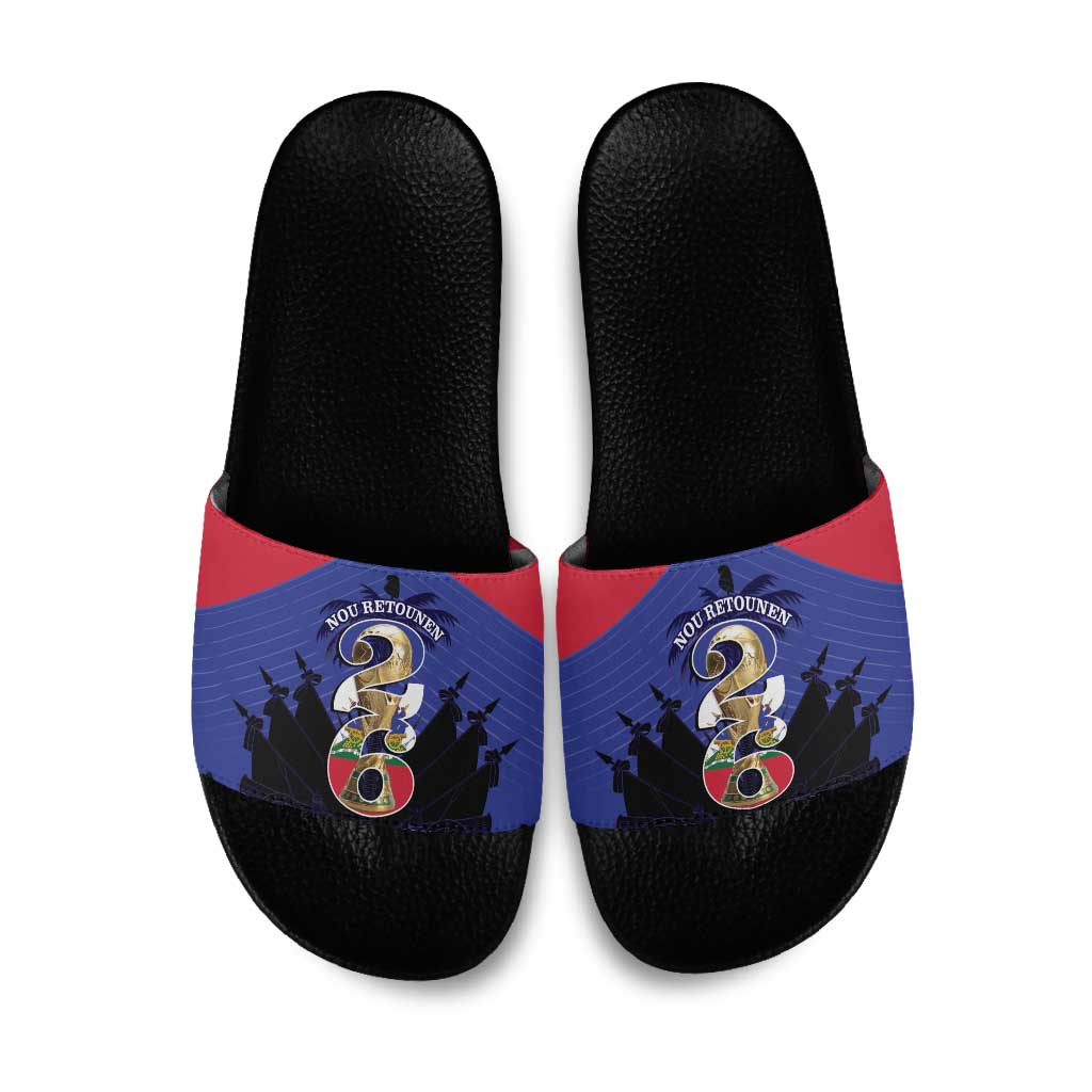 Les Grenadiers Haiti Football Slide Sandals 2026 Nou Retounen Blue Version - Wonder Print Shop