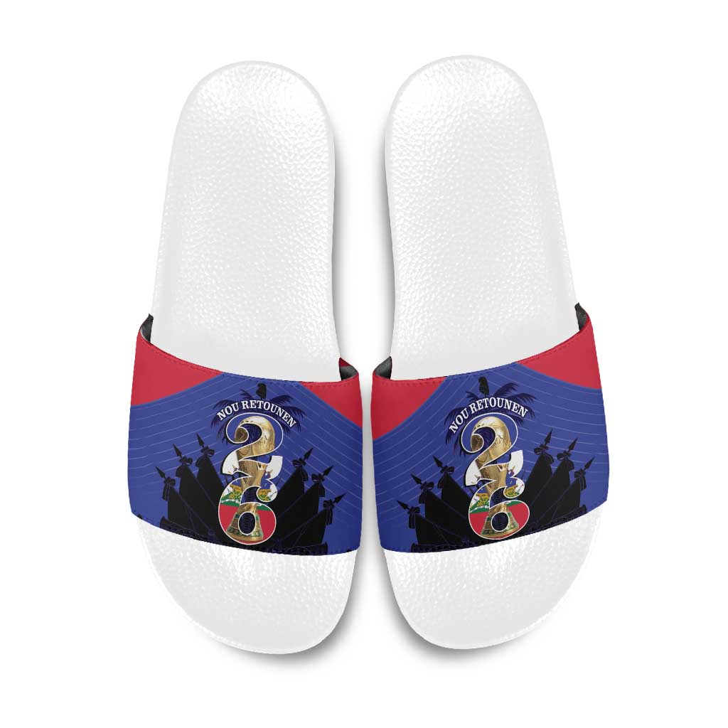Les Grenadiers Haiti Football Slide Sandals 2026 Nou Retounen Blue Version - Wonder Print Shop