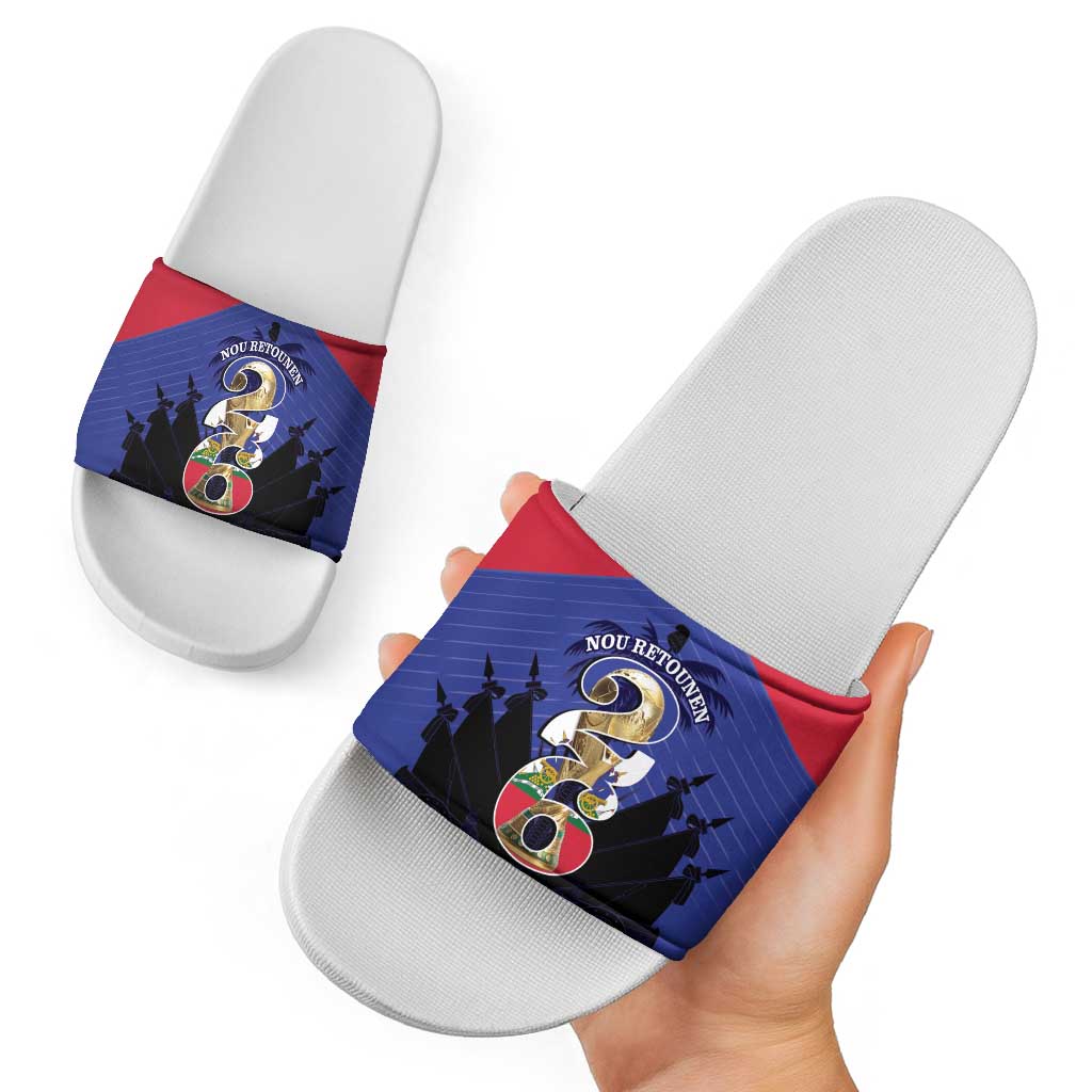 Les Grenadiers Haiti Football Slide Sandals 2026 Nou Retounen Blue Version - Wonder Print Shop