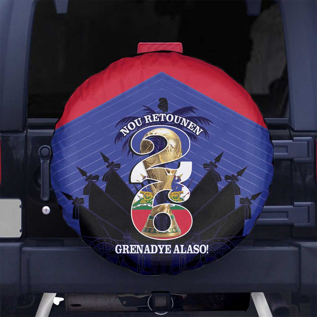 Les Grenadiers Haiti Football Spare Tire Cover 2026 Nou Retounen Blue Version - Wonder Print Shop
