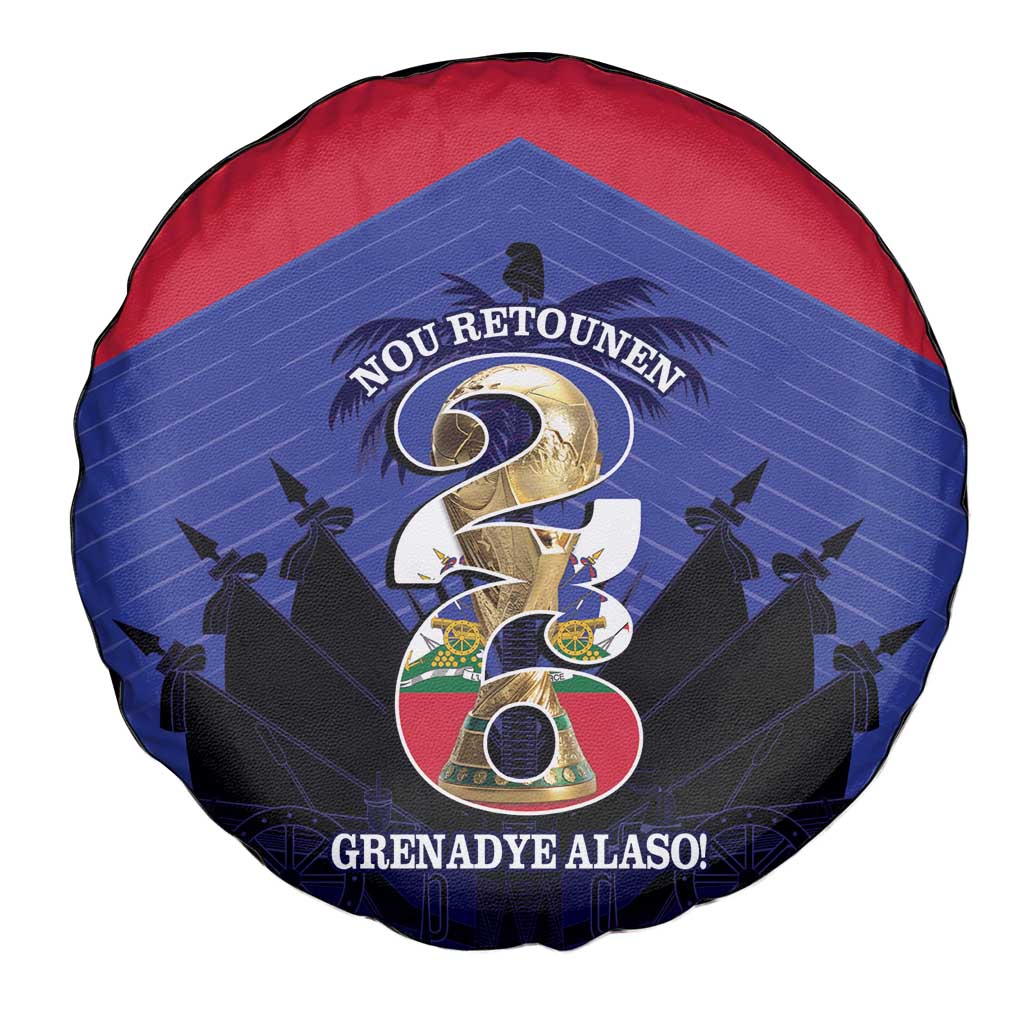Les Grenadiers Haiti Football Spare Tire Cover 2026 Nou Retounen Blue Version - Wonder Print Shop