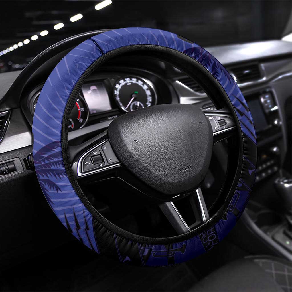 Les Grenadiers Haiti Football Steering Wheel Cover 2026 Nou Retounen Blue Version - Wonder Print Shop