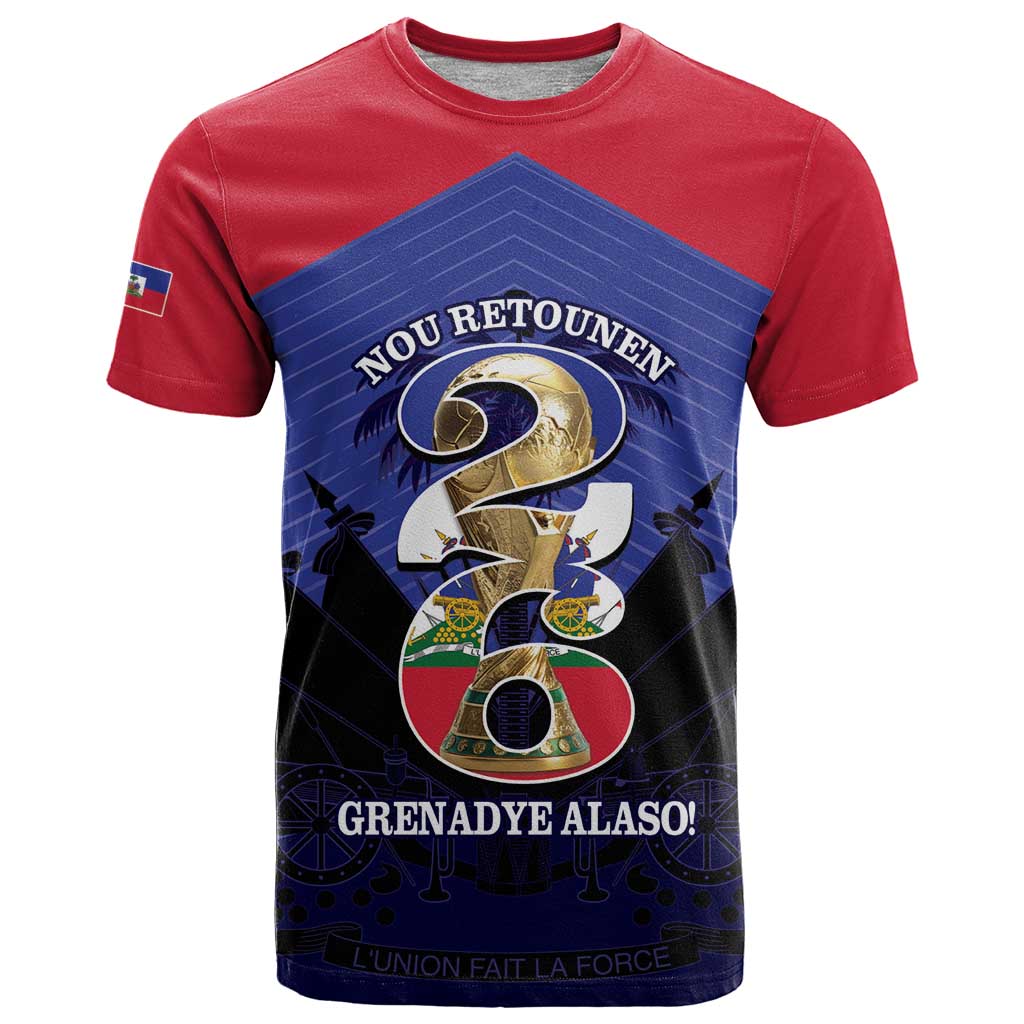 Personalized Les Grenadiers Haiti Football T Shirt 2026 Nou Retounen Blue Version - Wonder Print Shop
