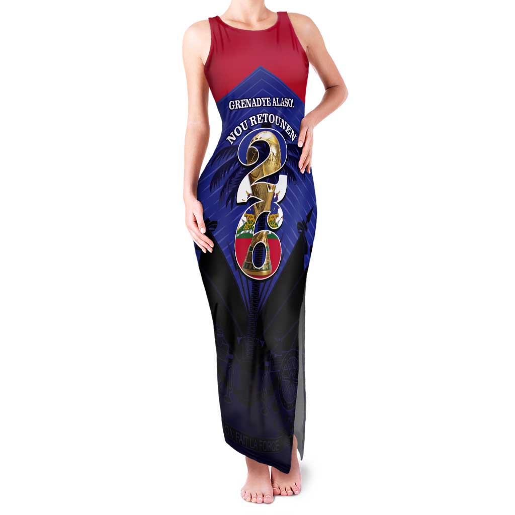 Personalized Les Grenadiers Haiti Football Tank Maxi Dress 2026 Nou Retounen Blue Version - Wonder Print Shop