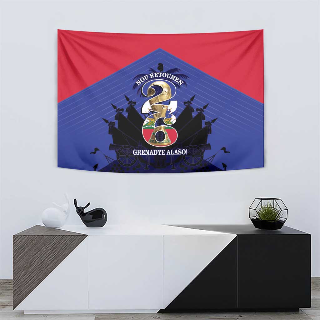 Les Grenadiers Haiti Football Tapestry 2026 Nou Retounen Blue Version - Wonder Print Shop