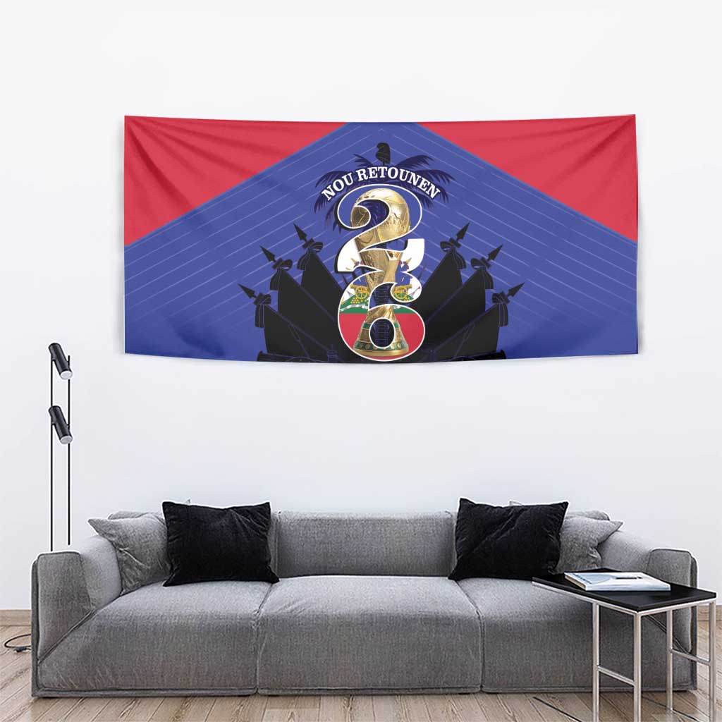 Les Grenadiers Haiti Football Tapestry 2026 Nou Retounen Blue Version - Wonder Print Shop
