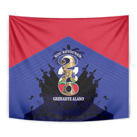 Les Grenadiers Haiti Football Tapestry 2026 Nou Retounen Blue Version - Wonder Print Shop