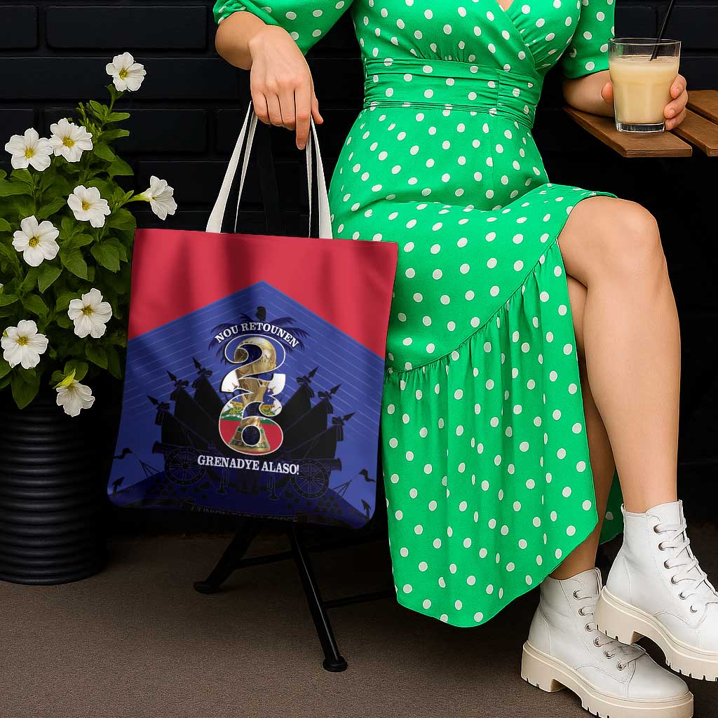 Les Grenadiers Haiti Football Tote Bag 2026 Nou Retounen Blue Version - Wonder Print Shop
