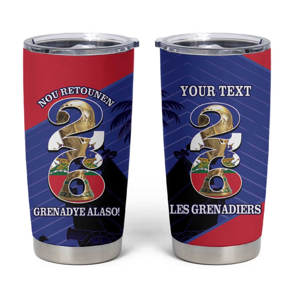 Personalized Les Grenadiers Haiti Football Tumbler Cup 2026 Nou Retounen Blue Version - Wonder Print Shop