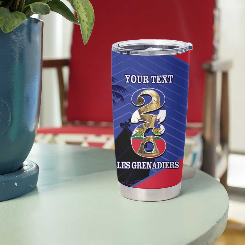 Personalized Les Grenadiers Haiti Football Tumbler Cup 2026 Nou Retounen Blue Version - Wonder Print Shop