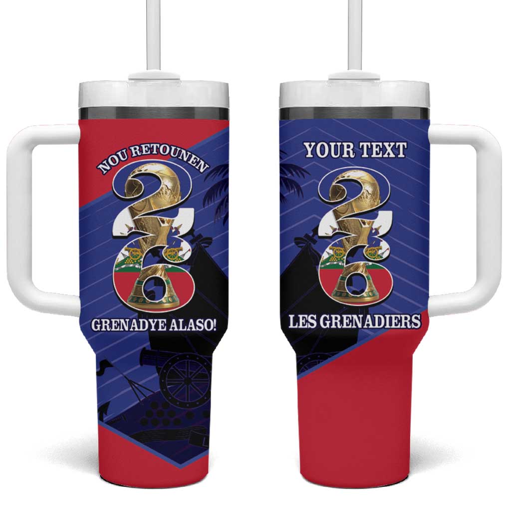 Personalized Les Grenadiers Haiti Football Tumbler With Handle 2026 Nou Retounen Blue Version - Wonder Print Shop