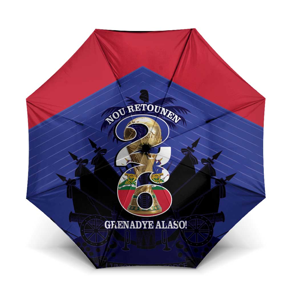 Les Grenadiers Haiti Football Umbrella 2026 Nou Retounen Blue Version - Wonder Print Shop