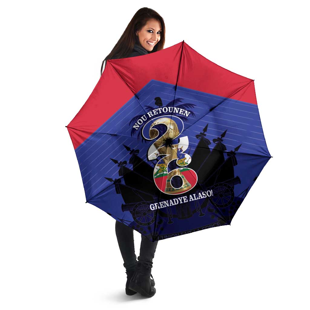 Les Grenadiers Haiti Football Umbrella 2026 Nou Retounen Blue Version - Wonder Print Shop