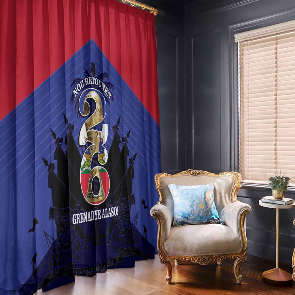 Les Grenadiers Haiti Football Window Curtain 2026 Nou Retounen Blue Version - Wonder Print Shop