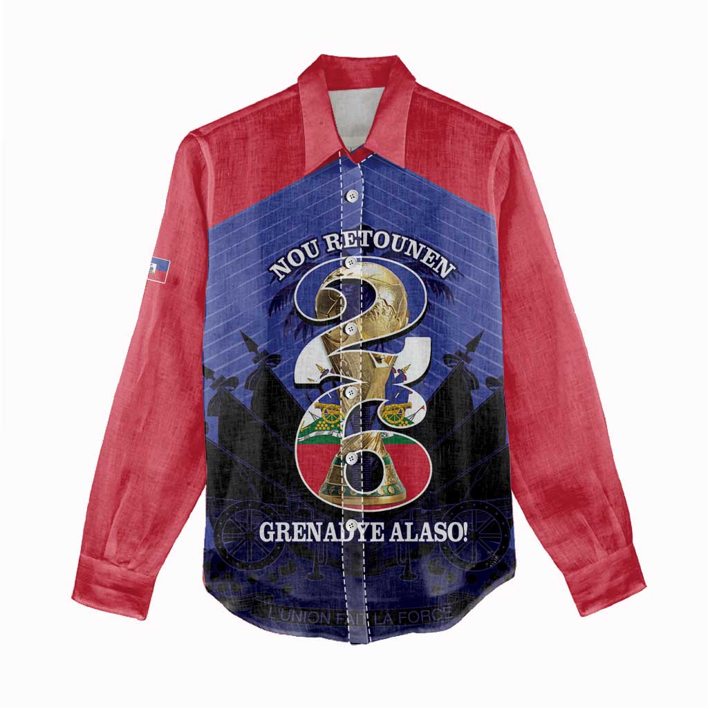 Personalized Les Grenadiers Haiti Football Women Casual Shirt 2026 Nou Retounen Blue Version - Wonder Print Shop