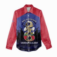 Personalized Les Grenadiers Haiti Football Women Casual Shirt 2026 Nou Retounen Blue Version - Wonder Print Shop